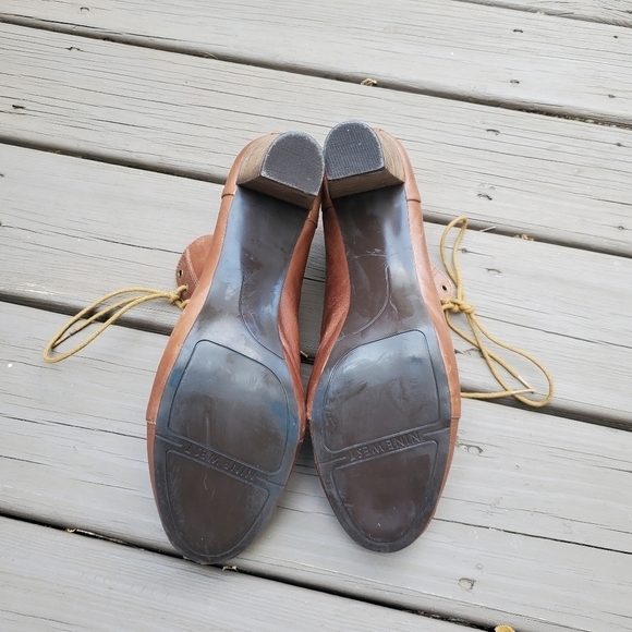 Vintage 90s y2k Brown Leather Lace Up Chunky Heel Victorian Granny Ankle Boot 10 - Picture 6 of 9